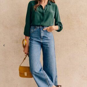 Sezane Blue Le Crop Wide Leg Jeans Size 38 Or 6